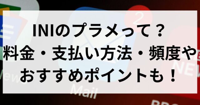 INIのプラメって？料金・支払い方法・頻度やおすすめポイントも！