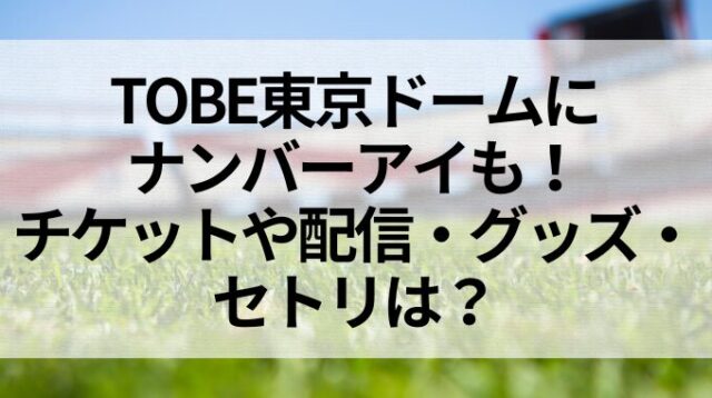 TOBE東京ドームにナンバーアイも！チケットや配信・グッズ・セトリは？