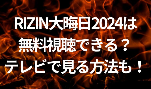 RIZIN大晦日2024は無料視聴できる？テレビで見る方法も！